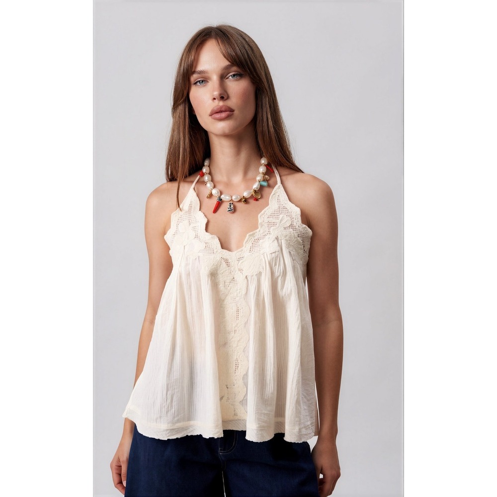 FRNCH Paris Melobosis Cream Embroidered Lace Tank S NWT Boho Cottagecore